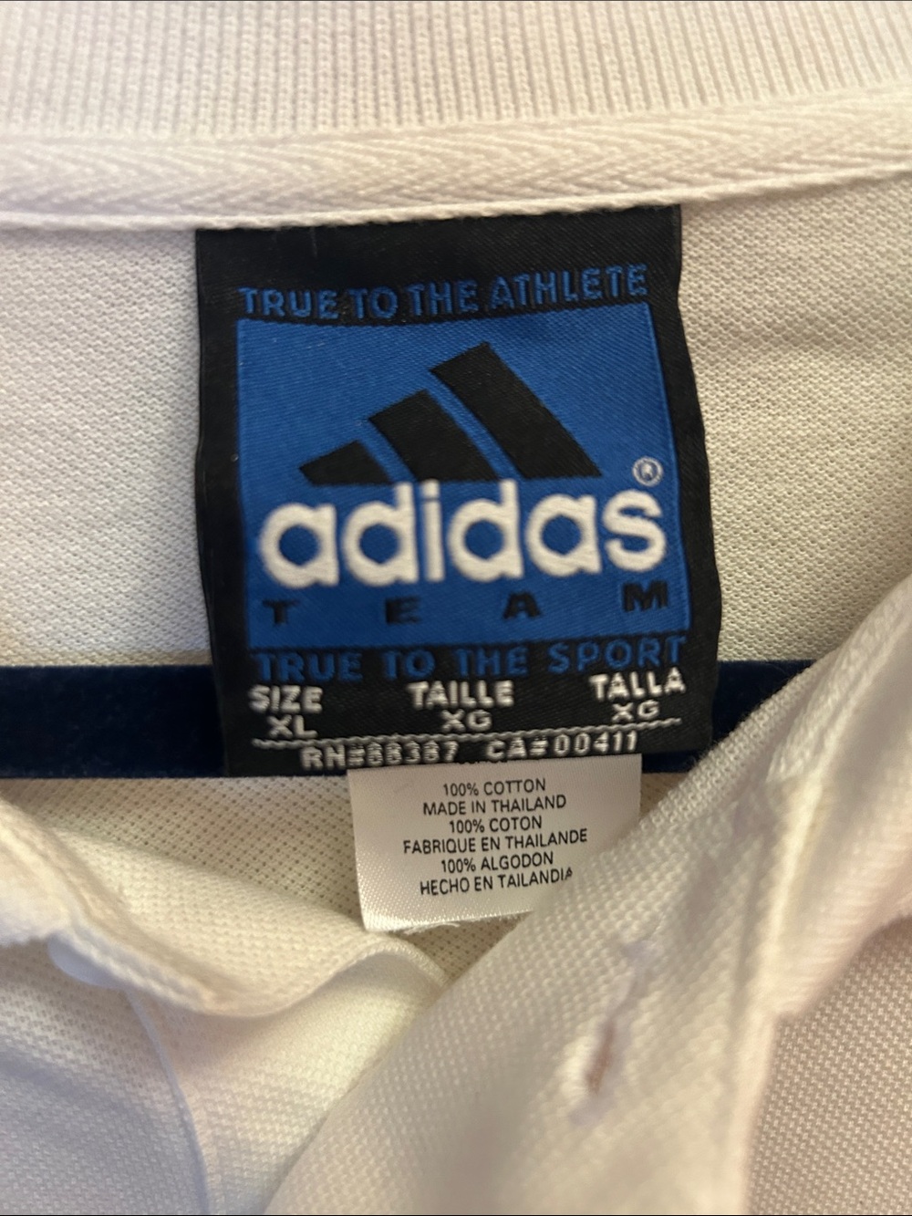 adidas White Polo Shirt with Navy NY Logo - Picture 3 of 4
